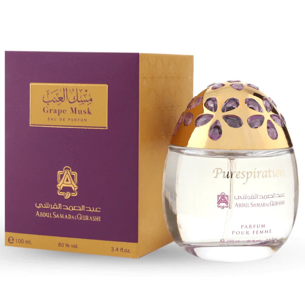 Grape Musk Purespiration Eau de Parfum 100ML by Abdul Samad Al Qurashi – Fresh Fruity Musk Unisex Perfume | Amwaj Perfumes